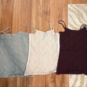 Ann Taylor Factory Camisoles in Gray, Cream, and Dark Brown